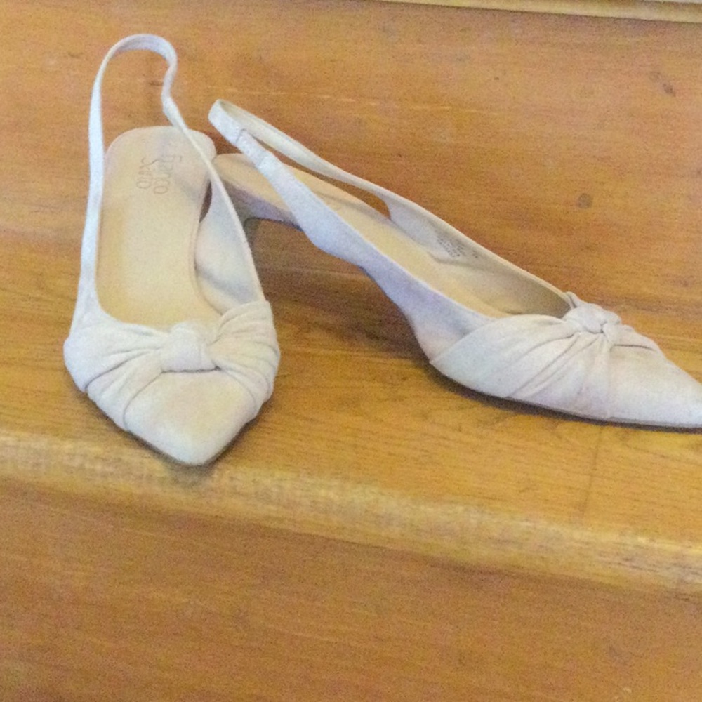 Franco Sarto pale pink sling back suede shoes